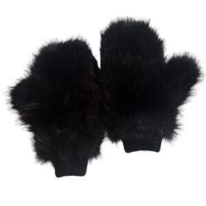 Black Faux Fur Mittens